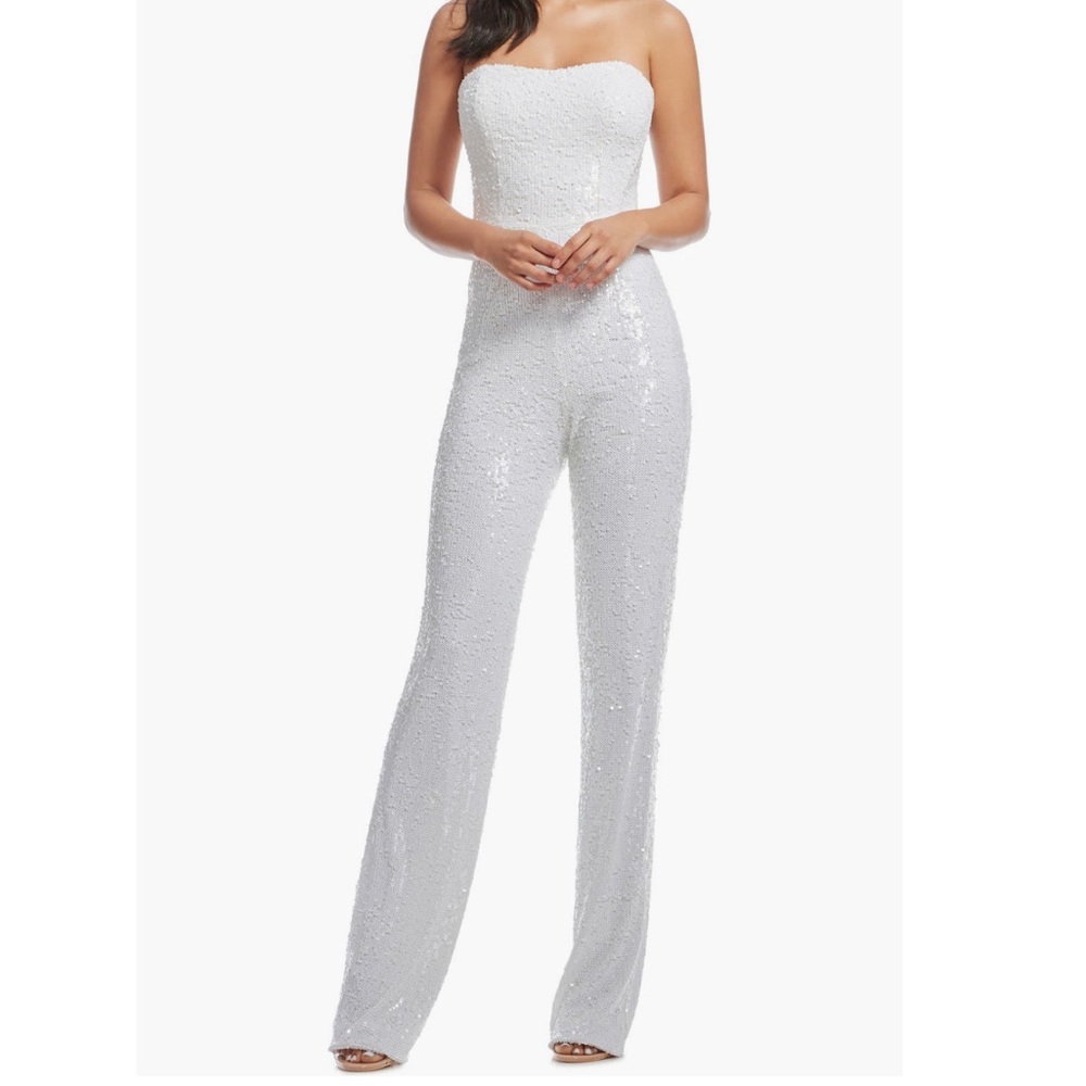 Dress The Population Andy White Sequin Jumpsuit